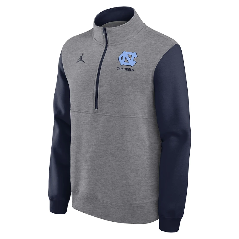 Pull en molleton demi-zippé Jordan Brand pour homme, gris chiné, des Tar Heels Club de Caroline du Nord
