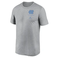 T-shirt Jordan Brand Heather Grey pour homme avec logo principal et légende des North Carolina Tar Heels