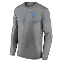 T-shirt à manches longues Jordan Brand gris chiné pour homme, édition limitée, des Tar Heels de Caroline du Nord.