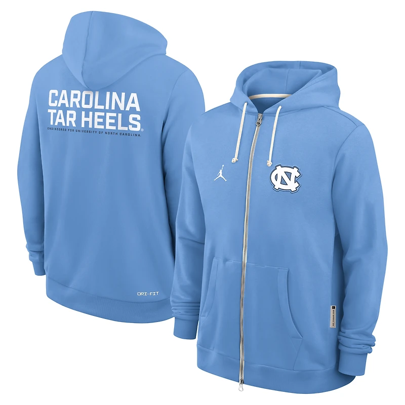 Sweat à capuche zippé Jordan Brand bleu clair pour homme, édition Standard Issue Dri-FIT, North Carolina Tar Heels 2025
