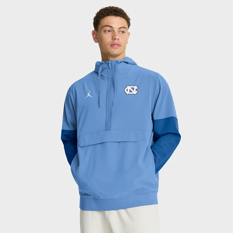 Men's Jordan Brand Light Blue North Carolina Tar Heels Anorak Half-Zip Hoodie Jacket