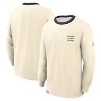 Men's Jordan Brand Natural North Carolina Tar Heels Athletic Prep Max90 Pocket Logo Long Sleeve T-Shirt