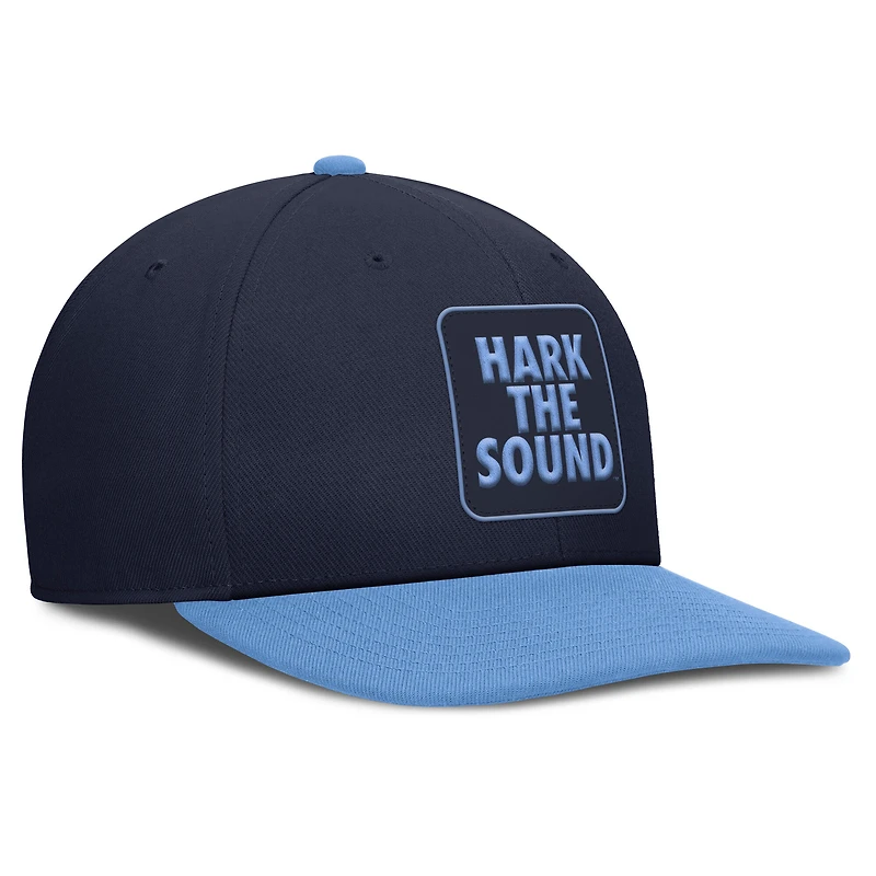 Casquette Jordan Brand bleu marine/bleu Caroline pour homme, édition 2025 des Tar Heels de Caroline du Nord, Sideline Campus Pro Local Snapback