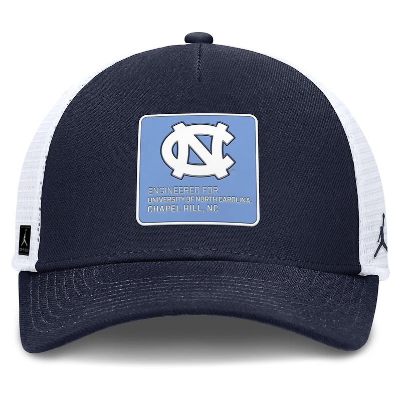 Men's Jordan Brand  Navy/White North Carolina Tar Heels 2025 On-Field Rise Engineered Trucker Adjustable Hat