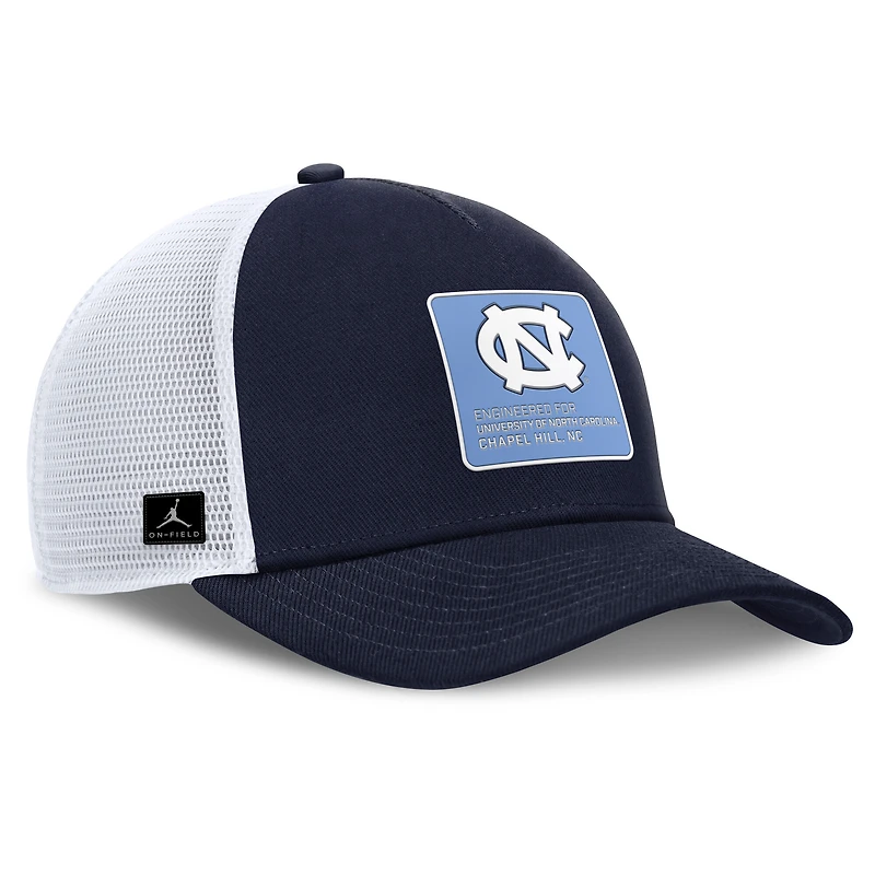 Men's Jordan Brand  Navy/White North Carolina Tar Heels 2025 On-Field Rise Engineered Trucker Adjustable Hat
