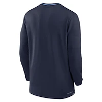 Haut à manches longues demi-zippé pour homme Jordan Brand Navy North Carolina Tar Heels 2024 Sideline Coach Performance
