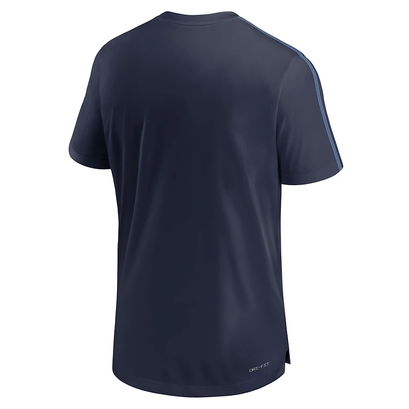 Men's Jordan Brand Navy North Carolina Tar Heels 2024 Sideline Coach Performance Top