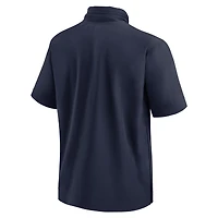Men's Jordan Brand Navy North Carolina Tar Heels 2024 Sideline Coach Short Sleeve Half-Zip Hoodie Jacket