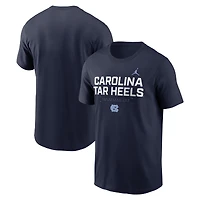 T-shirt Jordan Brand bleu marine pour homme, équipe de basketball des Tar Heels Caroline du Nord 2025.