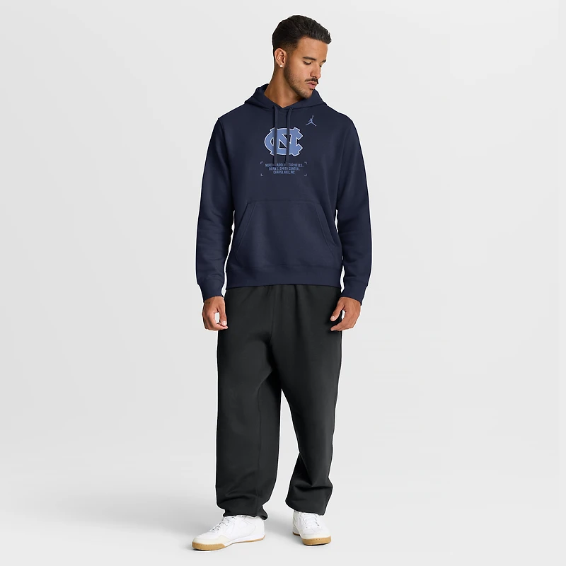 Men's Jordan Brand Navy North Carolina Tar Heels Basketball Two-Hit Club Fleece Pullover Hoodie