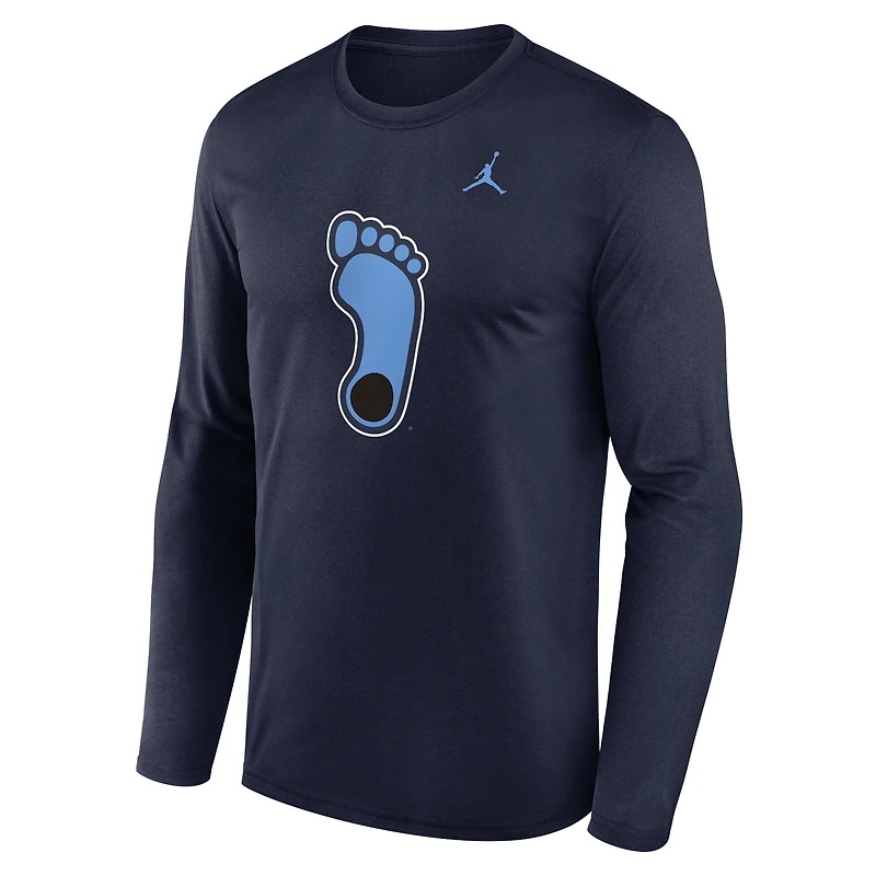 T-shirt à manches longues Jordan Brand bleu marine pour homme avec logo alternatif North Carolina Tar Heels Primetime