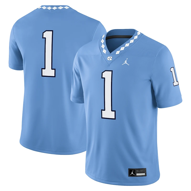 Maillot de match Jordan Brand #1 Carolina Blue pour homme des Tar Heels Caroline du Nord