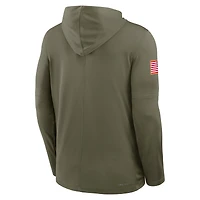 T-shirt à capuche et manches longues Jordan Brand Olive North Carolina Tar Heels 2025 Military Appreciation Dri-FIT pour homme