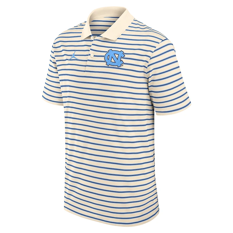 Men's Jordan Brand Tan/Carolina Blue North Carolina Tar Heels Primary Logo Striped Dri-FIT Polo
