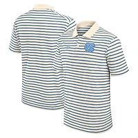 Polo Dri-FIT rayé à logo principal Jordan Brand Tan/Carolina Blue pour homme des Tar Heels de Caroline du Nord