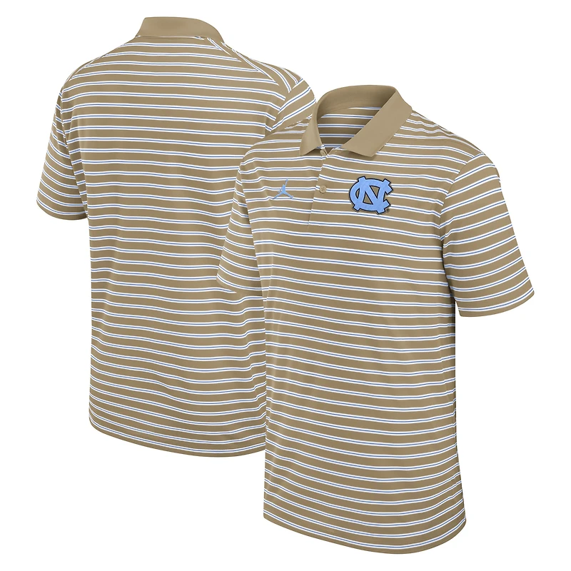 Men's Jordan Brand Tan/White North Carolina Tar Heels Primetime Victory Striped Dri-FIT Polo