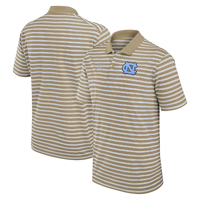 Men's Jordan Brand Tan/White North Carolina Tar Heels Primetime Victory Striped Dri-FIT Polo