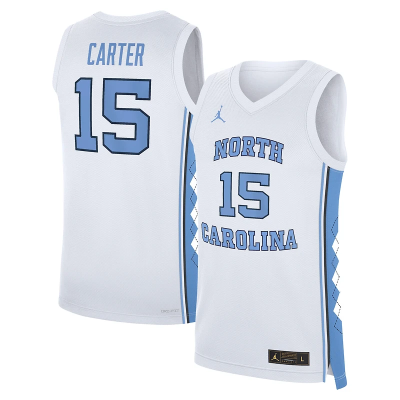 Maillot de basket-ball réplique Jordan Brand Vince Carter blanc pour homme des North Carolina Tar Heels