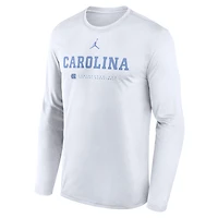 Men's Jordan Brand White North Carolina Tar Heels 2025 Courtside Basketball Shootaround Legend Dri-FIT Long Sleeve T-Shirt