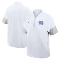 Men's Jordan Brand White North Carolina Tar Heels 2025 Sideline Short Sleeve Quarter-Zip Dri-FIT Coach Jacket