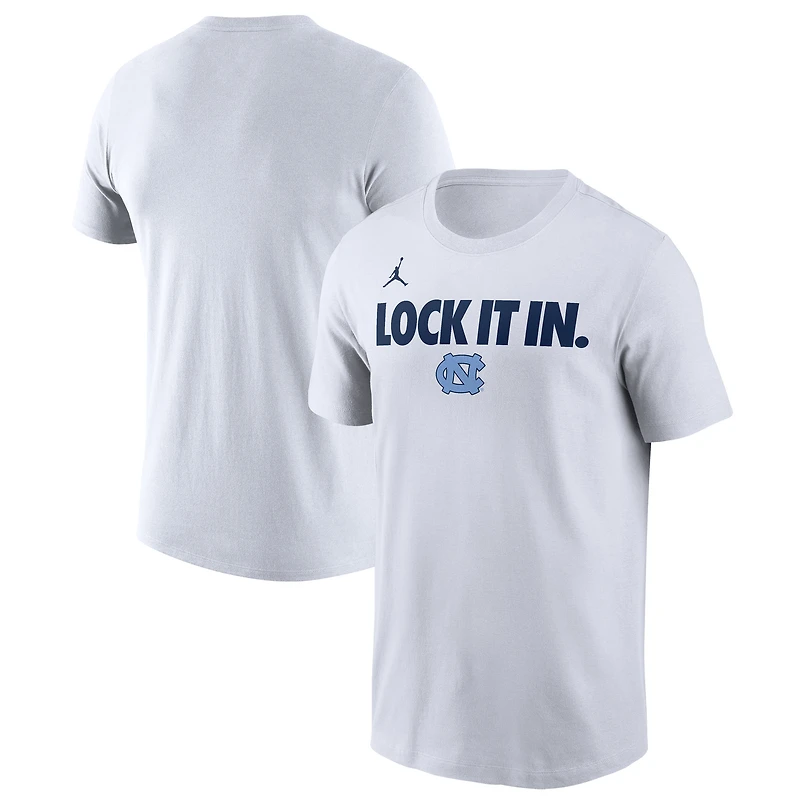 Men's Jordan Brand White North Carolina Tar Heels 2026 On-Court Bench T-Shirt