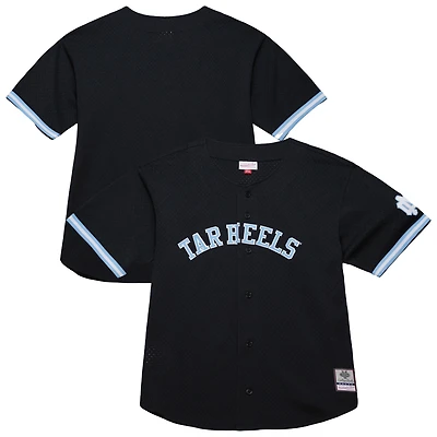 Men's Mitchell & Ness Black North Carolina Tar Heels On The Clock Full-Button Fashion Jersey
