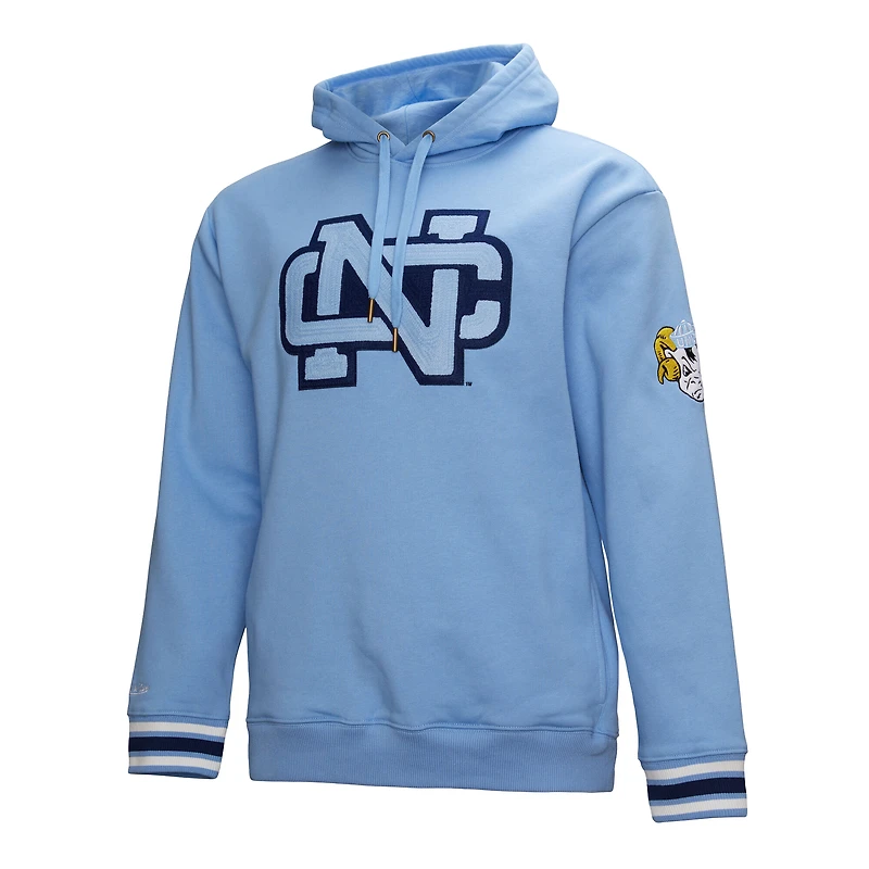 Men's Mitchell & Ness Carolina Blue North Tar Heels Chainstich Fleece Pullover Hoodie