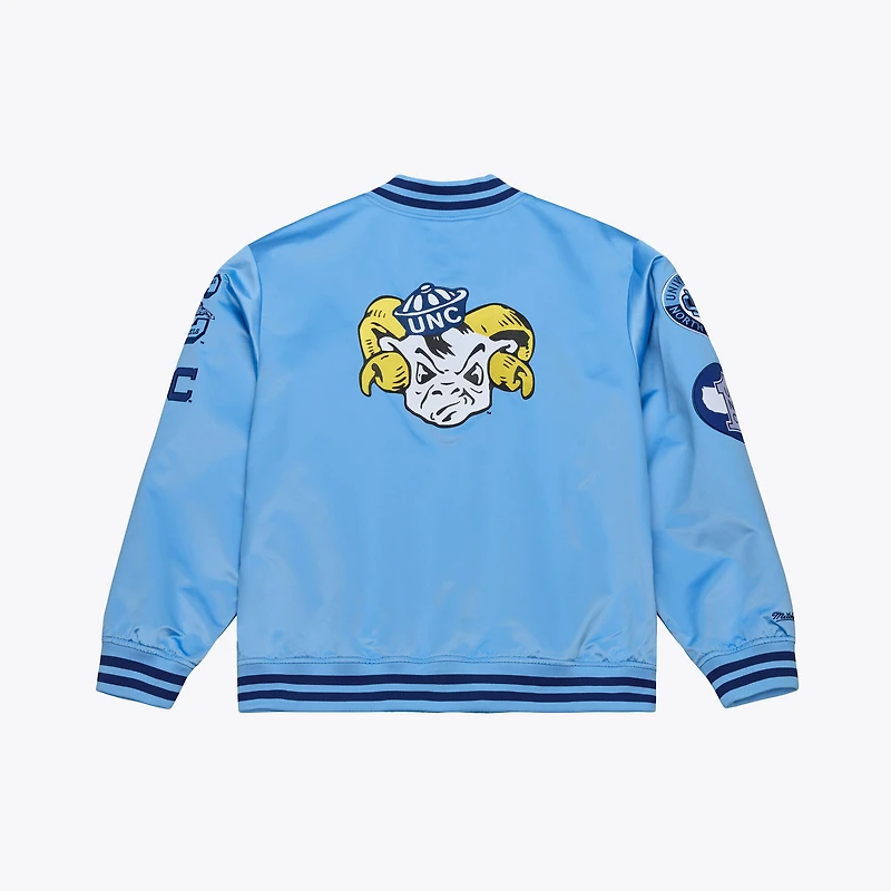 Men's Mitchell & Ness Carolina Blue North Tar Heels Double Clutch Lightweight Satin Full-Snap Jacket
