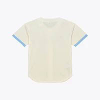 Maillot de baseball d'entraînement Mitchell & Ness crème pour homme, North Carolina Tar Heels, en maille et à boutons.