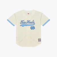 Men's Mitchell & Ness  Cream North Carolina Tar Heels Mesh Button-Up Batting Practice Baseball Jersey