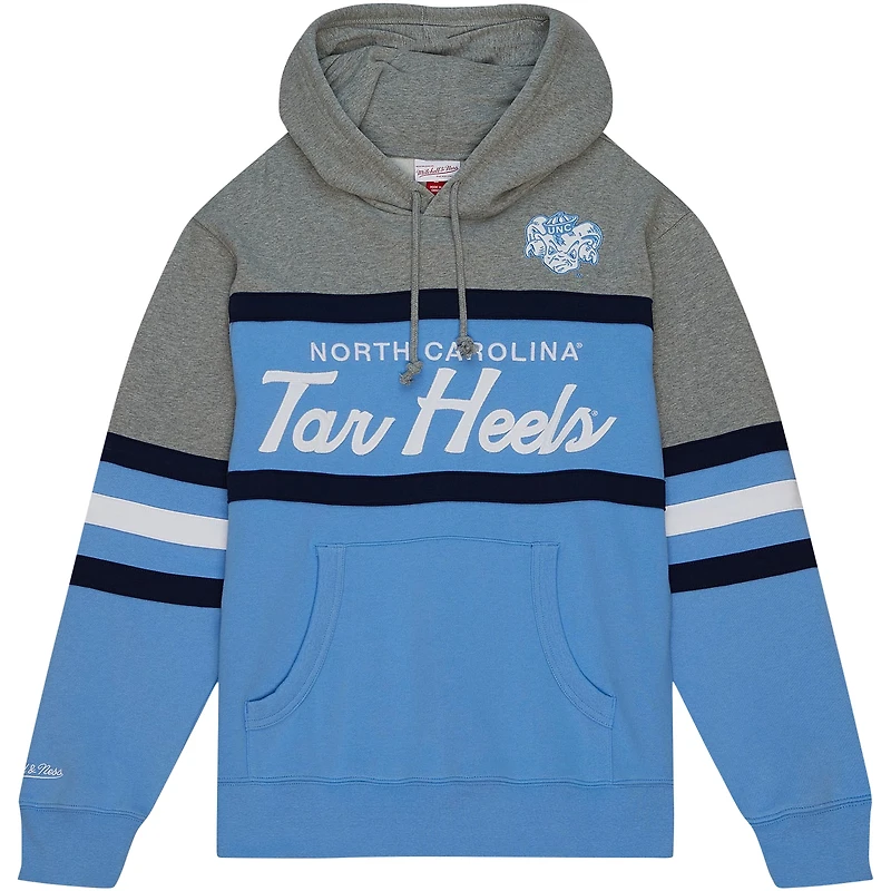 Men's Mitchell & Ness Light Blue North Carolina Tar Heels Head Coach Pullover Hoodie