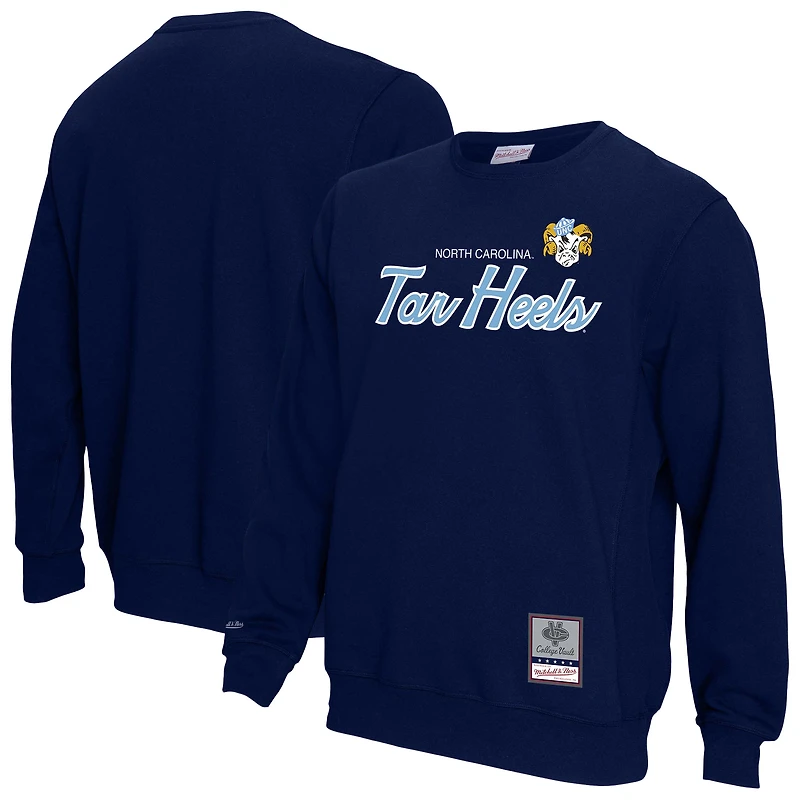 Sweat-shirt à capuche bleu marine pour homme Mitchell & Ness North Carolina Tar Heels Elite Script