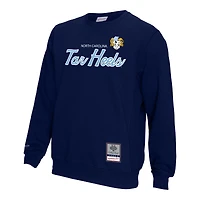 Men's Mitchell & Ness  Navy North Carolina Tar Heels Elite Script Pullover Sweatshirt