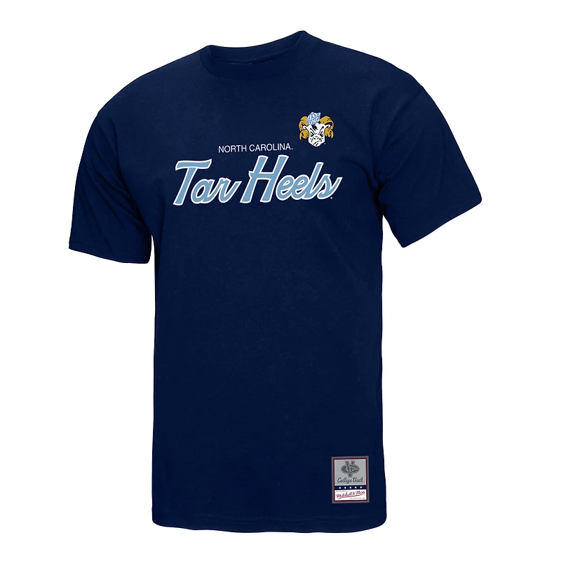 T-shirt bleu marine pour homme Mitchell & Ness North Carolina Tar Heels Elite Script
