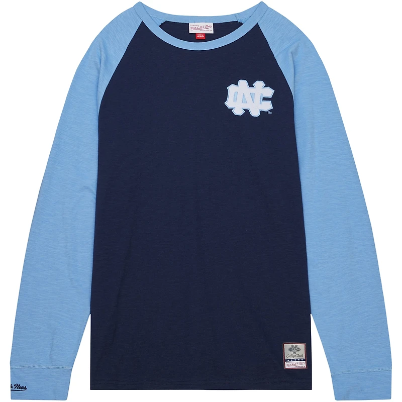 Men's Mitchell & Ness Navy North Carolina Tar Heels Legendary Slub Raglan Long Sleeve T-Shirt