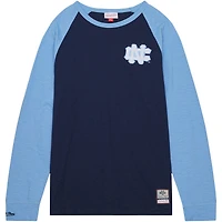 Men's Mitchell & Ness Navy North Carolina Tar Heels Legendary Slub Raglan Long Sleeve T-Shirt