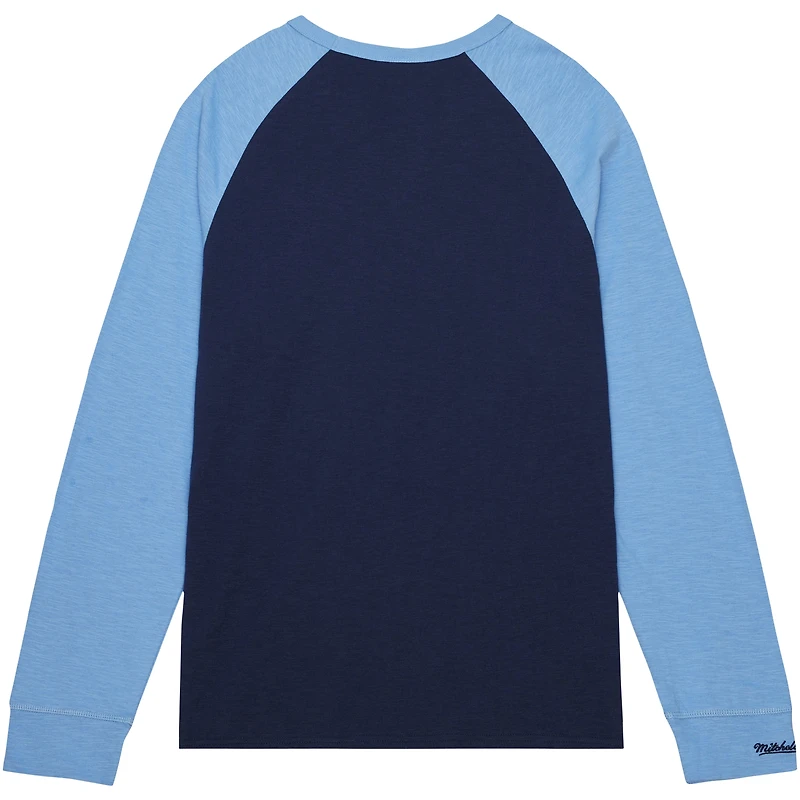 Men's Mitchell & Ness Navy North Carolina Tar Heels Legendary Slub Raglan Long Sleeve T-Shirt
