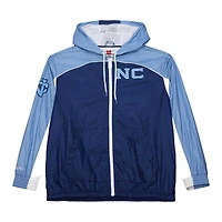 Men's Mitchell & Ness White North Carolina Tar Heels Big Shot Premium Full-Zip Windbreaker