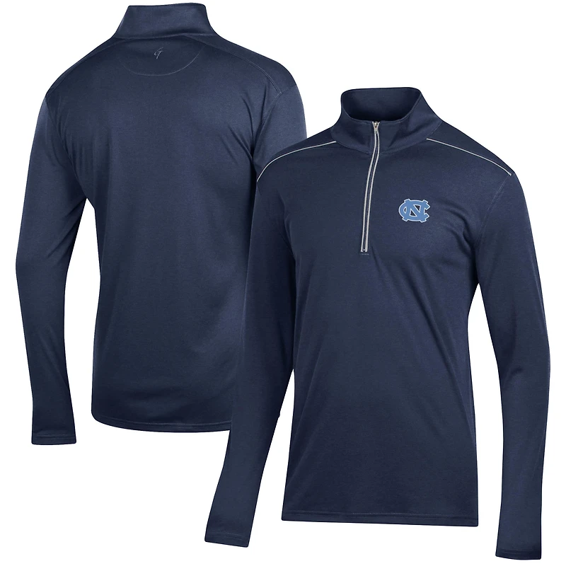 Pull-over à col zippé 1/4 en jacquard classique bleu marine des Tar Heels de Caroline du Nord