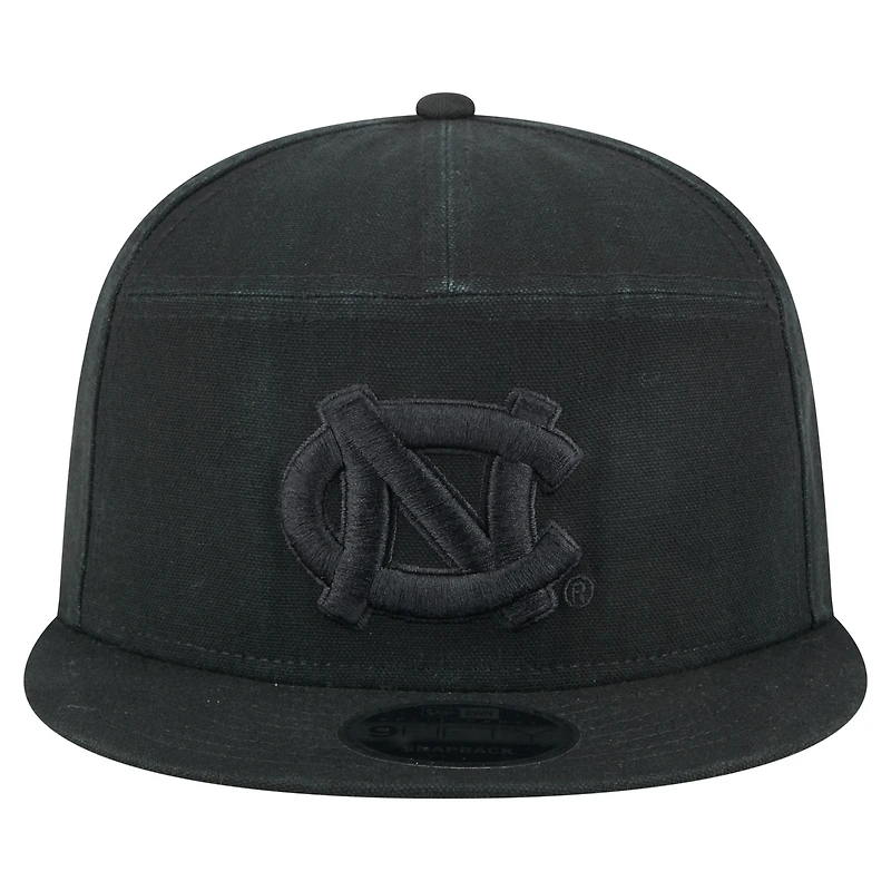 Casquette New Era noire à panneau fendu 9FIFTY pour homme, motif Tar Heels Adventure en toile, motif North Carolina Tar Heels