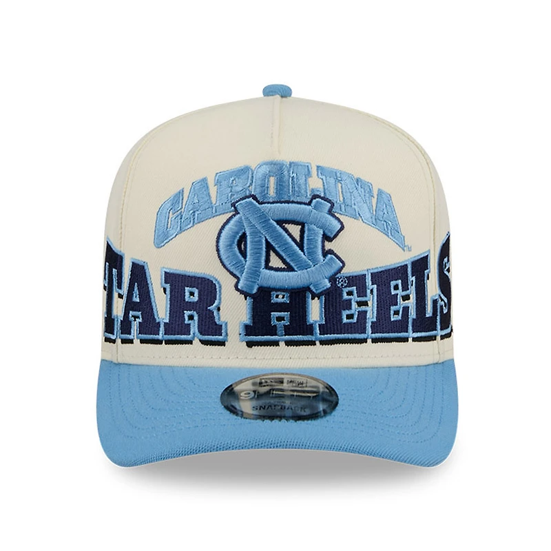 Casquette snapback New Era 9FIFTY A-Frame pour homme, crème/bleu Caroline, collection historique March Madness des Tar Heels de Caroline du Nord