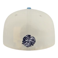 Men's New Era  Cream/Carolina Blue North Carolina Tar Heels Two-Tone Script 59FIFTY Fitted Hat