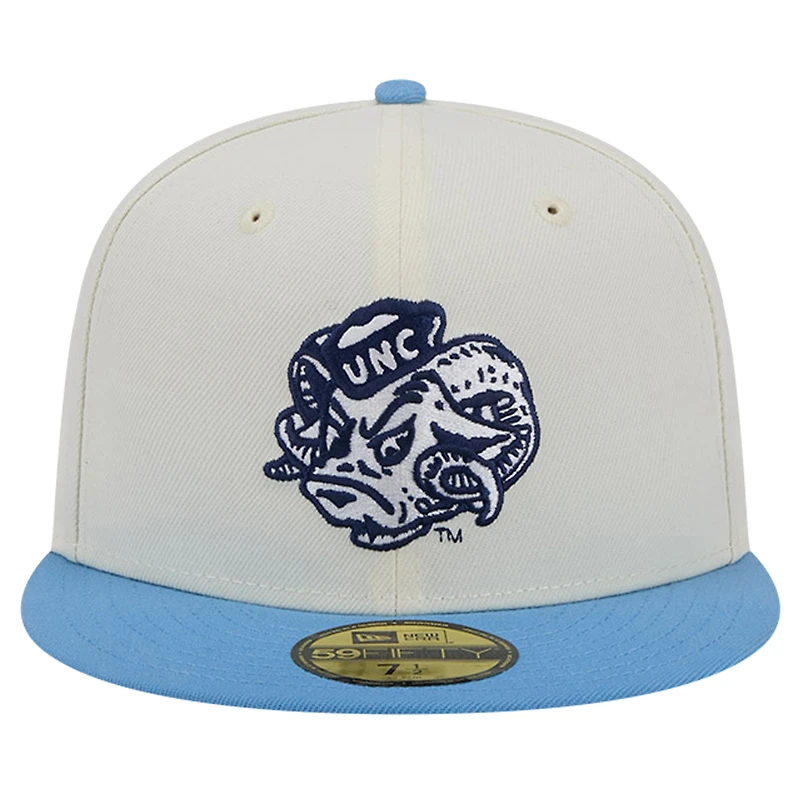 Men's New Era North Carolina Tar Heels Chrome White Vintage 59FIFTY Fitted Hat