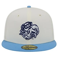 Men's New Era North Carolina Tar Heels Chrome White Vintage 59FIFTY Fitted Hat