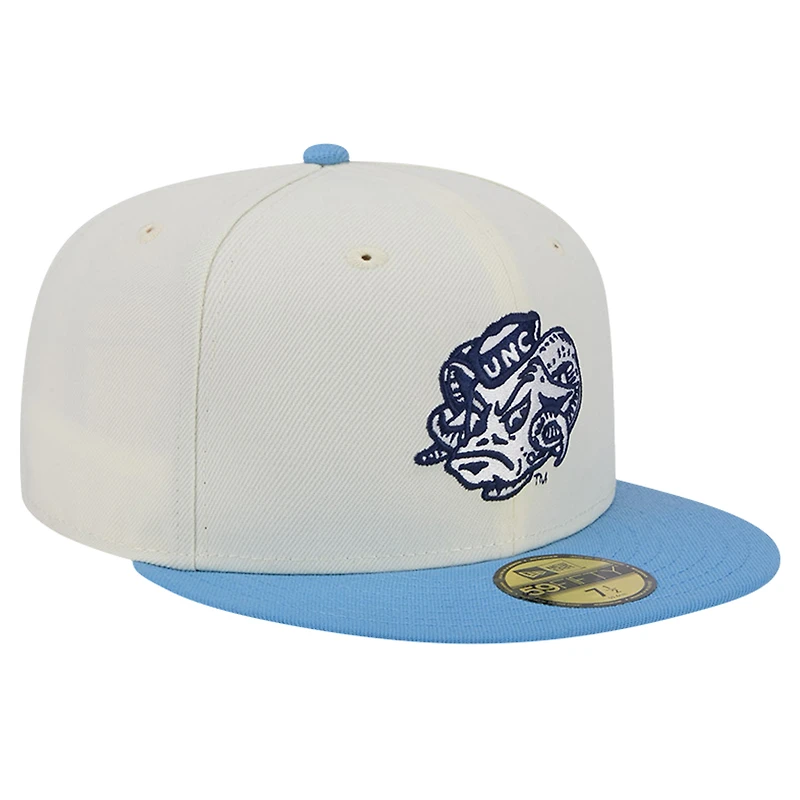 Men's New Era North Carolina Tar Heels Chrome White Vintage 59FIFTY Fitted Hat