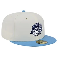 Men's New Era North Carolina Tar Heels Chrome White Vintage 59FIFTY Fitted Hat