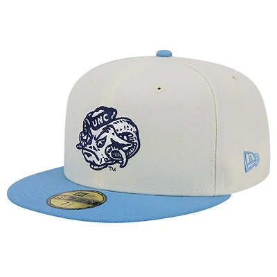 Men's New Era North Carolina Tar Heels Chrome White Vintage 59FIFTY Fitted Hat