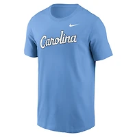 T-shirt Nike Carolina Blue pour homme avec logo de baseball des Tar Heels Caroline du Nord