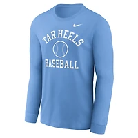 T-shirt à manches longues Nike Carolina Blue North Tar Heels Essential Baseball Arch pour homme