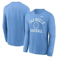 T-shirt à manches longues Nike Carolina Blue North Tar Heels Essential Baseball Arch pour homme